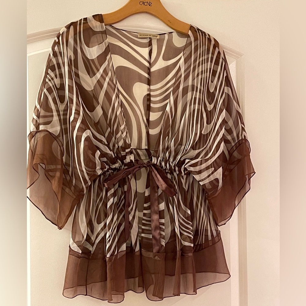 Chic Brown Sheer Women's Top